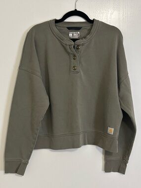 Carhartt Olive Henley Crewneck Sweatshirt